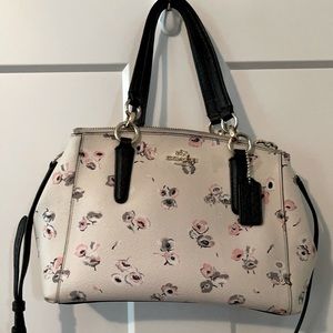 Coach purse with pink and gray flowers